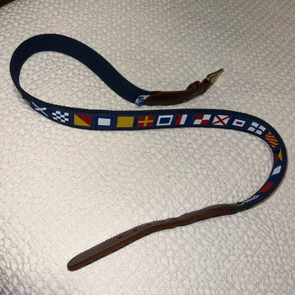 Preston Nautical Code Flag Belt Navy Blue Canvas Premium Leather Made in USA - Picture 2 of 5